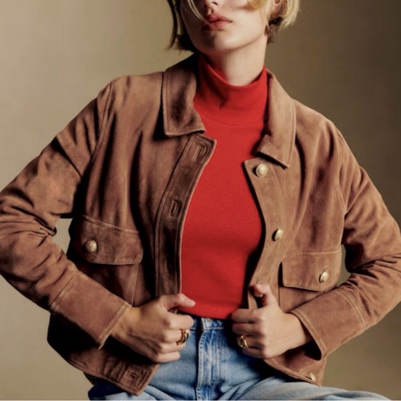 Sezane Jackets & Blazers - Sezane Terry Goat Leather Camel Jacket
